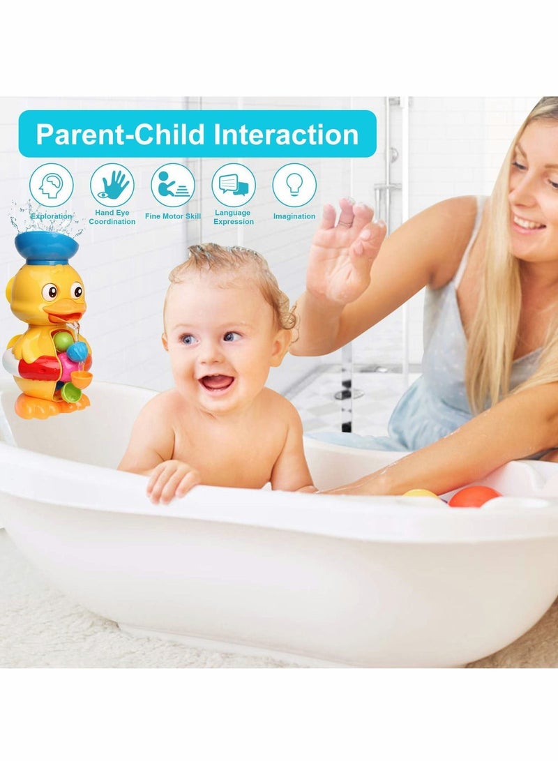 Excefore Bath Toys for Kids, Duck Bathtub with Rotatable Waterwheel&Eyes, Bathroom Strong Suckers Water Scoop Fun Toddlers Boys Girls 1-4 Years - Image 5