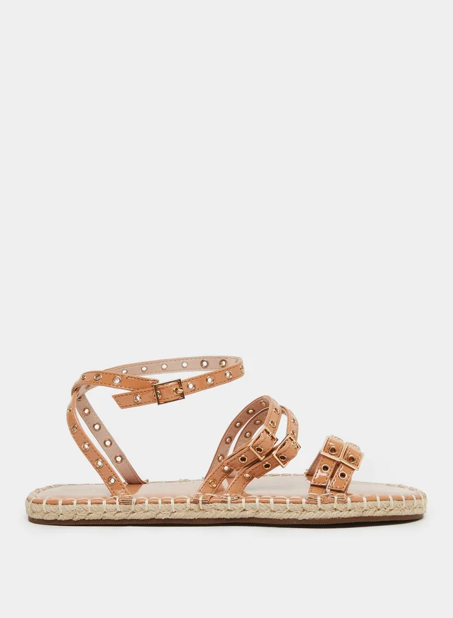 RAID Raid Tanya Strappy Eyelet Flat Espadrilles