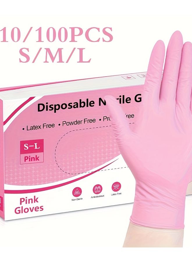 Smart Pink Disposable Nitrile Gloves 10 Pieces M Size Durable Waterproof Powder Free - Image 2