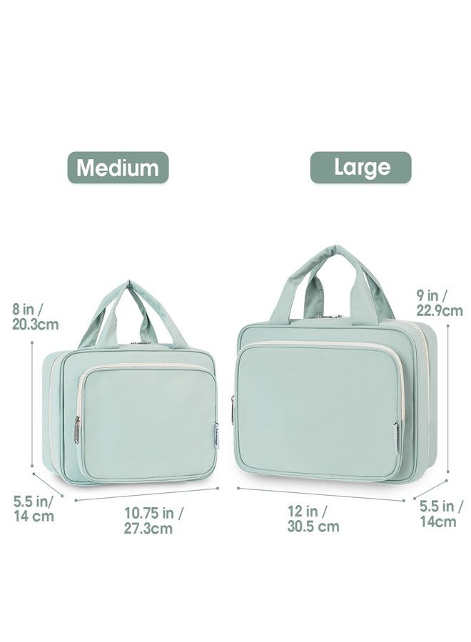 Narwey Travel Toiletry Bag for Women Large Hanging Makeup Bag Organizer Toiletries Bag for Full Size Essentials Accessories Cosmetics (Mint Green (Large)) - Image 2