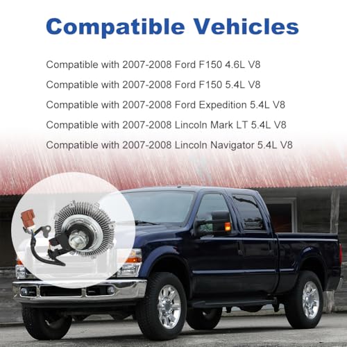 VANJING Engine Cooling Fan Clutch Compatible with Ford Expedition F-150, Lincoln Mark LT Navigator 4.6L 5.4L V8 2007-2008 Replacement for 7L1Z8A616A 11146056 922120 622005 - Image 2