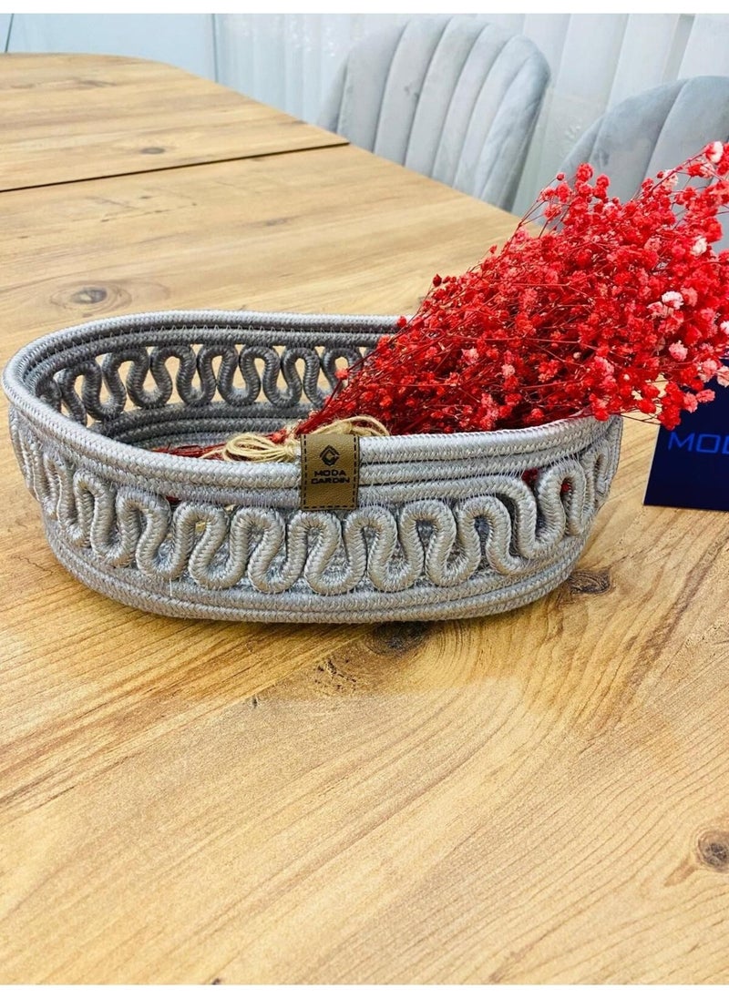 My Doğa Store Wicker, Jute, Basket, Cupboard, Organizer, Storage Basket, Bread Basket, 30X20X10  - Image 1