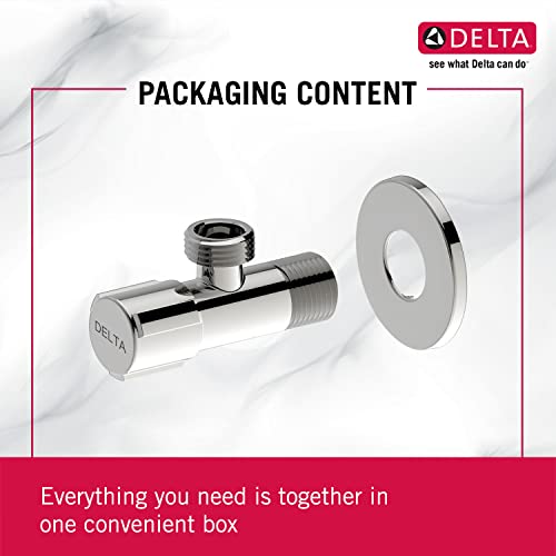DELTA FAUCET, Brass Quarter-Turn Angle Valve with Adjustable Wall Flange for Bathroom taps, Wash Basin, Geyser Connection, Polished Chrome, IAO36004 - Image 5