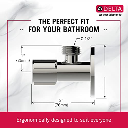 DELTA FAUCET, Brass Quarter-Turn Angle Valve with Adjustable Wall Flange for Bathroom taps, Wash Basin, Geyser Connection, Polished Chrome, IAO36004 - Image 4