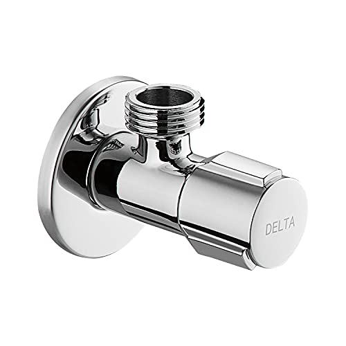 DELTA FAUCET, Brass Quarter-Turn Angle Valve with Adjustable Wall Flange for Bathroom taps, Wash Basin, Geyser Connection, Polished Chrome, IAO36004 - Image 1