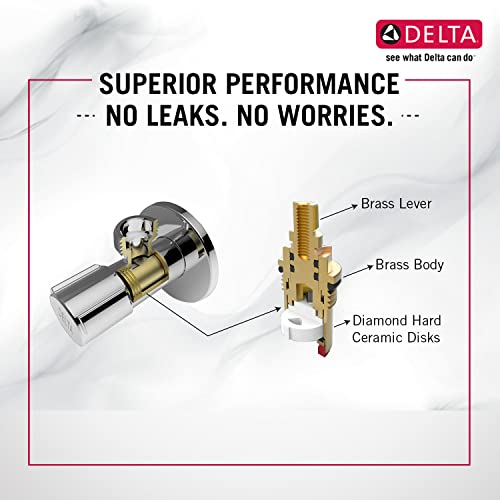 DELTA FAUCET, Brass Quarter-Turn Angle Valve with Adjustable Wall Flange for Bathroom taps, Wash Basin, Geyser Connection, Polished Chrome, IAO36004 - Image 3