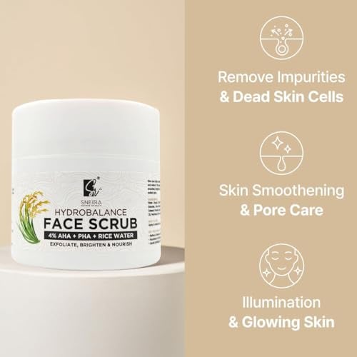 SNEIRA Hydrobalance 100 g Face Scrub,Tan Brightening, Gentle Exfoliation, Dead Skin, Blackhead & Whitehead Removal Suitable for All Skin|Instant Glow-Women-Men Sulphate-Paraben Free Made in India - Image 5