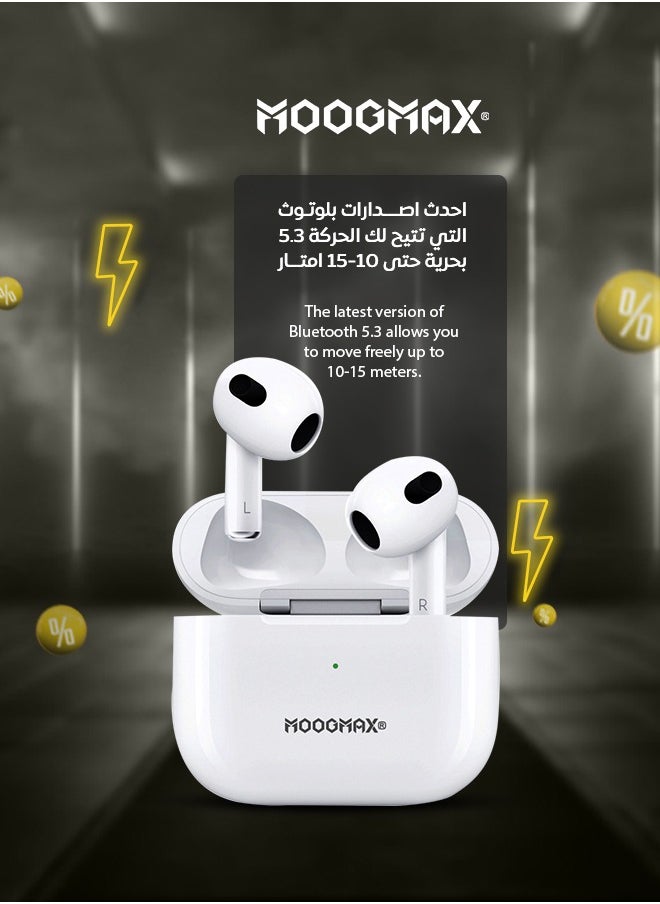 MOOGMAX - Moogmax MX-EP50 TWS wireless Earbuds with powerful sound, clear microphone HD voice, Pop up window (only with Iphone),  and wireless case charging - Image 1