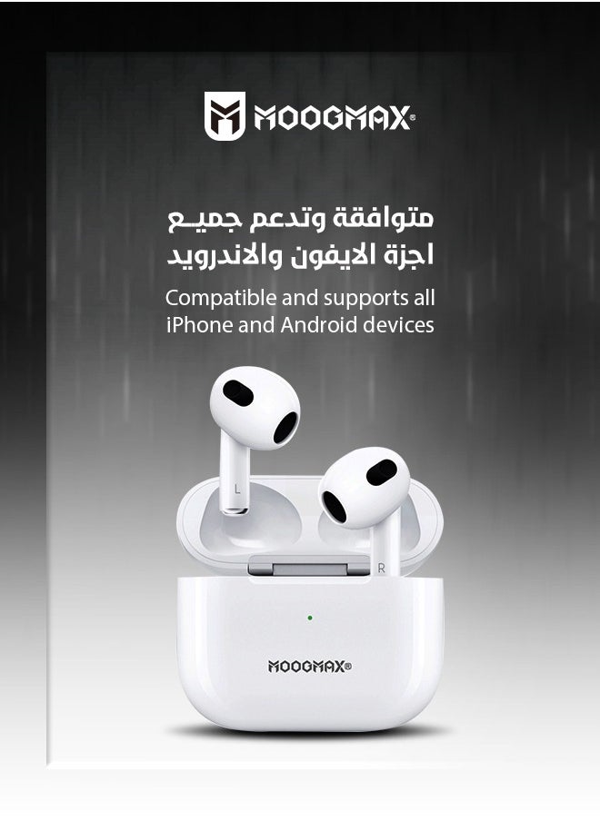 MOOGMAX - Moogmax MX-EP50 TWS wireless Earbuds with powerful sound, clear microphone HD voice, Pop up window (only with Iphone),  and wireless case charging - Image 1