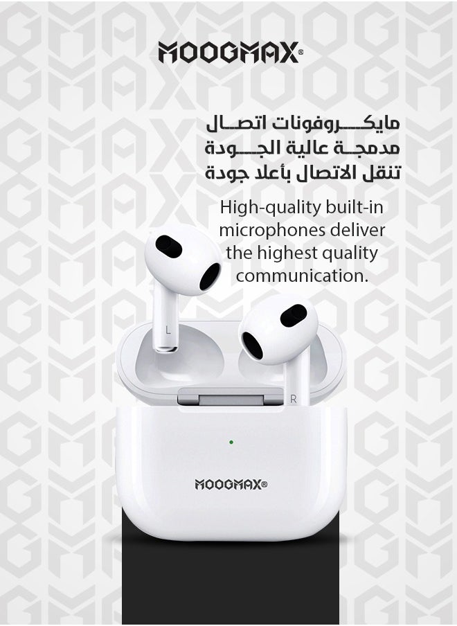 MOOGMAX - Moogmax MX-EP50 TWS wireless Earbuds with powerful sound, clear microphone HD voice, Pop up window (only with Iphone),  and wireless case charging - Image 1