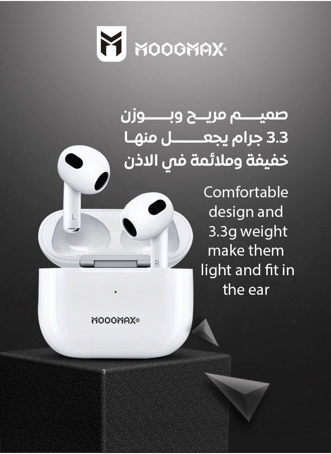 MOOGMAX - Moogmax MX-EP50 TWS wireless Earbuds with powerful sound, clear microphone HD voice, Pop up window (only with Iphone),  and wireless case charging - Image 1