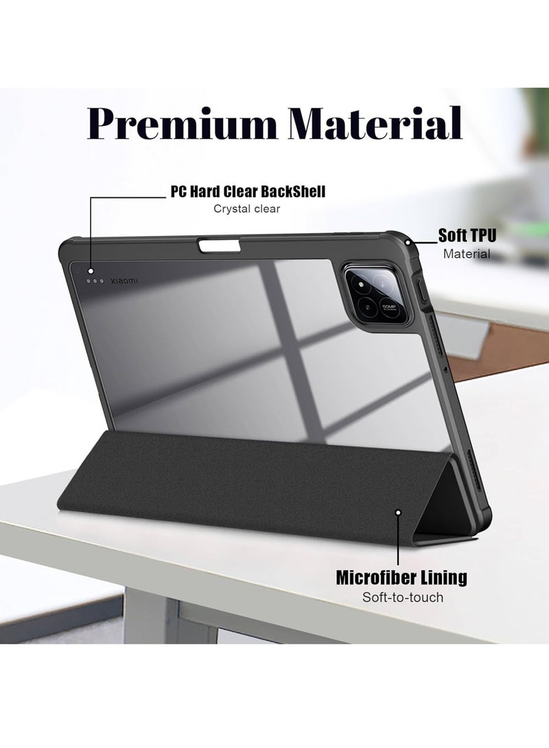 Aookay Case Compatible with Xiaomi Pad 7/7 Pro 11.2 Inch 2025 Cover, Clear Acrylic Multi-Angle Hard PC Back Case with Pen Holder Protective Stand Shockproof Cover (Black)  - Image 3