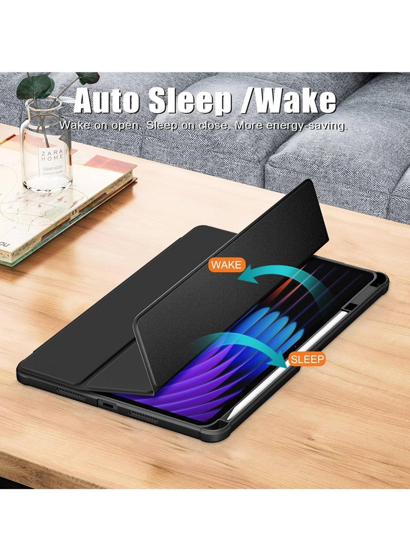 Aookay Case Compatible with Xiaomi Pad 7/7 Pro 11.2 Inch 2025 Cover, Clear Acrylic Multi-Angle Hard PC Back Case with Pen Holder Protective Stand Shockproof Cover (Black)  - Image 2