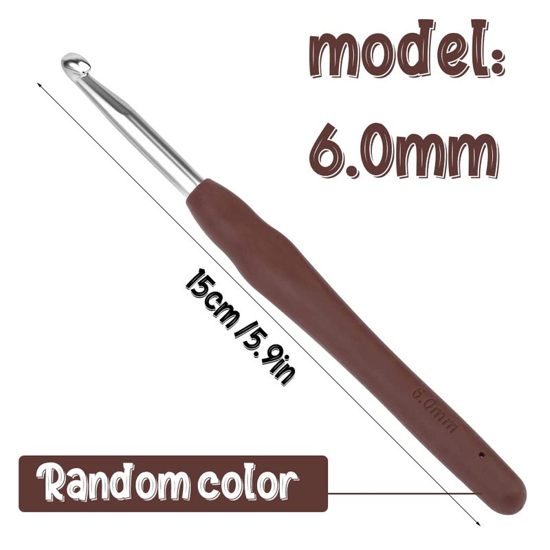 SHWAKK Crochet Hook, 6.0 mm Ergonomic Crochet Hook, Crochet Needles for Arthritic Hands, Knitting Needles with Soft Handle Beginners and Experienced Hobbyists (6.0 mm) - Image 2