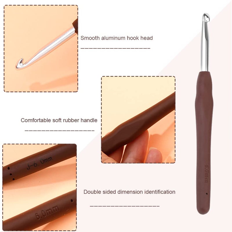 SHWAKK Crochet Hook, 6.0 mm Ergonomic Crochet Hook, Crochet Needles for Arthritic Hands, Knitting Needles with Soft Handle Beginners and Experienced Hobbyists (6.0 mm) - Image 3