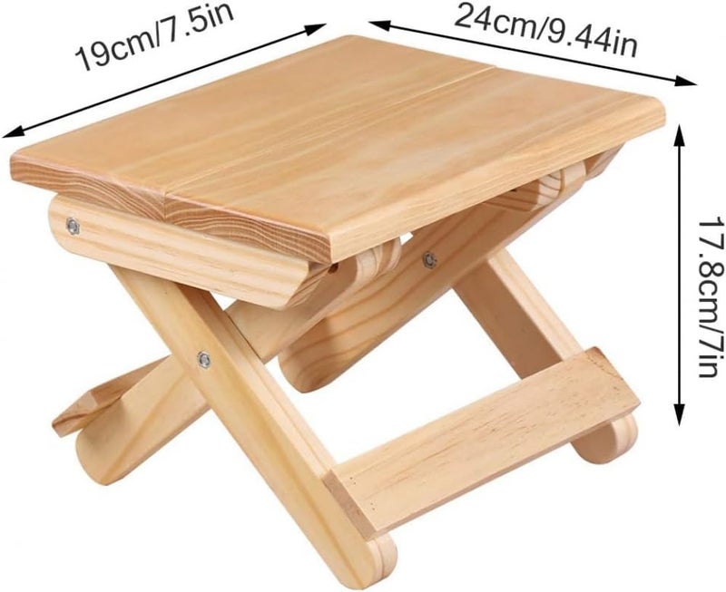 Folding Wooden Step Stool 7 Inch Height Supports 300 Lbs For Living Room Kitchen Garden - Image 4
