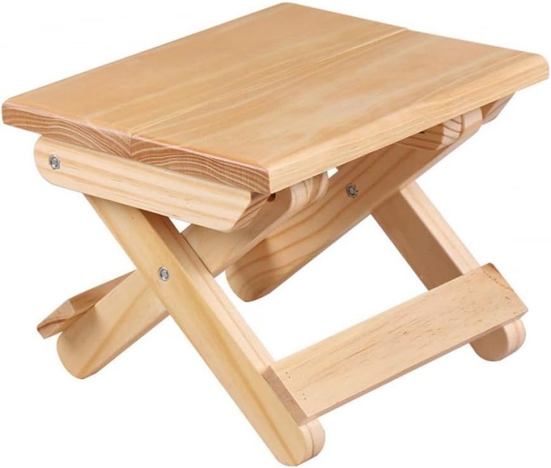 Folding Wooden Step Stool 7 Inch Height Supports 300 Lbs For Living Room Kitchen Garden - Image 2