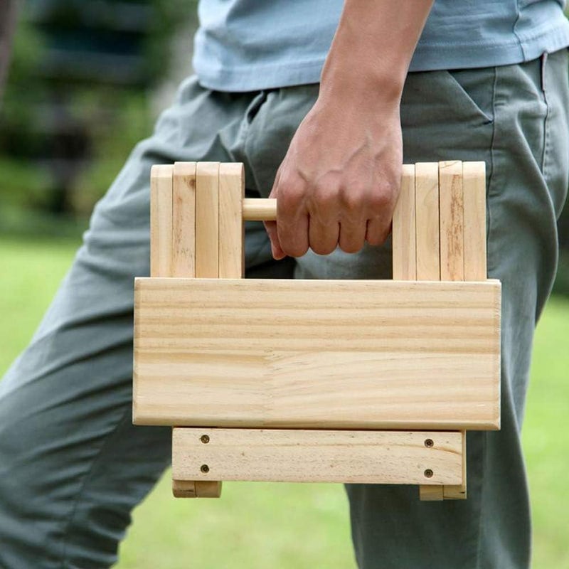 Folding Wooden Step Stool 7 Inch Height Supports 300 Lbs For Living Room Kitchen Garden - Image 3