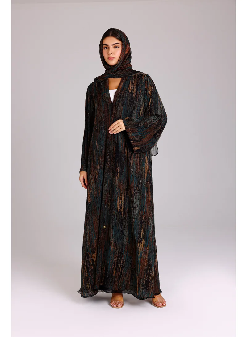 Modern Maxi Printed Design Green Abaya