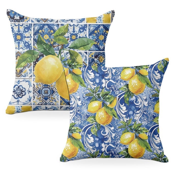 2 PCS PILLOW COVERS 18X18 ITALY LEMON THROW PILLOW COVERS LEMON DECOR ITALIAN GIFTS PILLOW CASES DECORATIVE PILLOW PROTECTORS LIVING ROOM BEDROOM OFFICE HOME DECOR FOR CUSHION CAR BED
