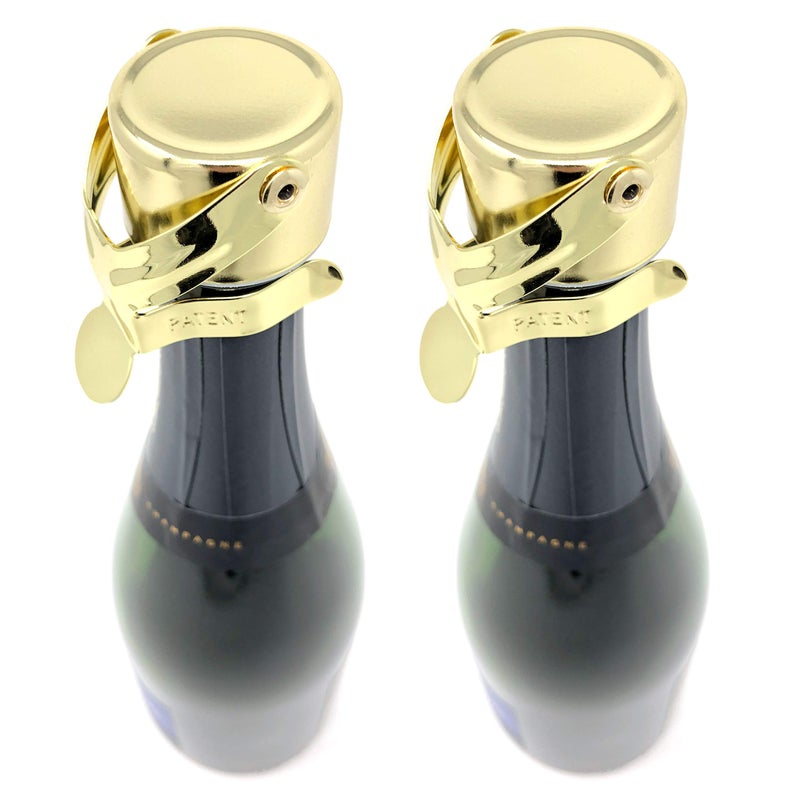 KLOVEO Champagne Stoppers by Kloveo  Patented Seal No Pressure Pump Needed Made in Italy  Professional Grade WAF Champagne Bottle Stopper  Prosecco Cava and Sparkling Wine Stopper  Gold 2Pack 
