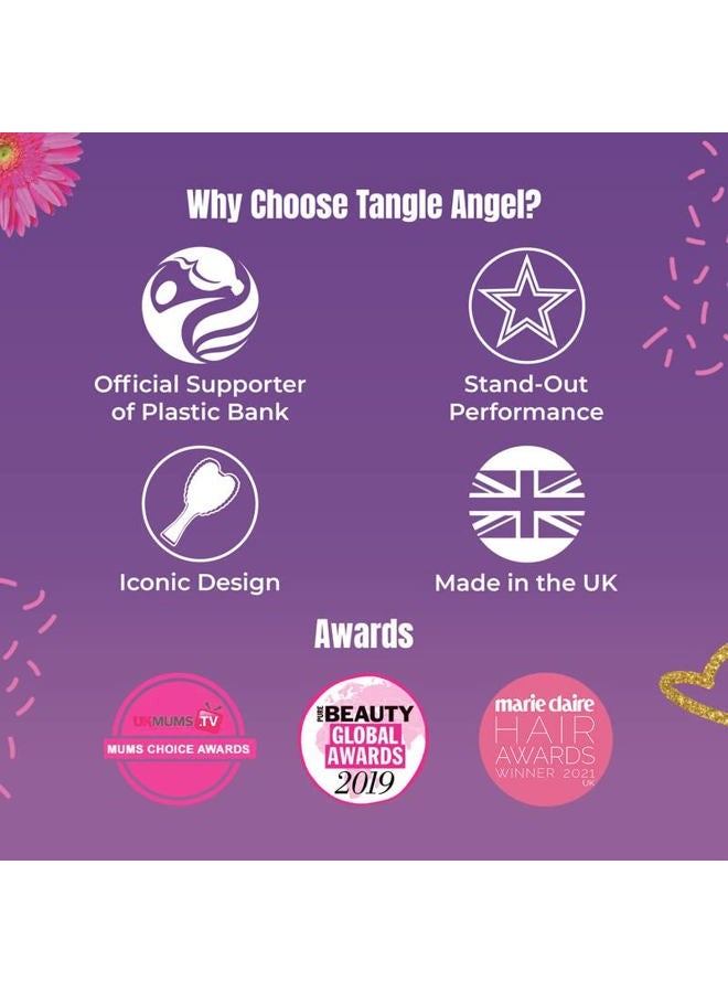 Tangle Angel Detangler Hair Brush - Detangling Hairbrushes for Women with Straight, Wavy, Curly, Long, Thick, & Frizzy Hair - Smoothing Paddle Brush Detangler for Shower & Hairstyling - Lilac - Image 4