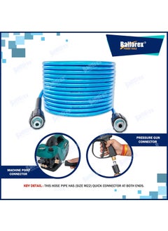 BALLOREX BALLOREX 11 meter Car WasherPressure Washer Hose Pipe Size M22 Connector Compatible with JPT StarQ Ballorex Vantro Btali Gaocheng Cazar Blue  - Image 3