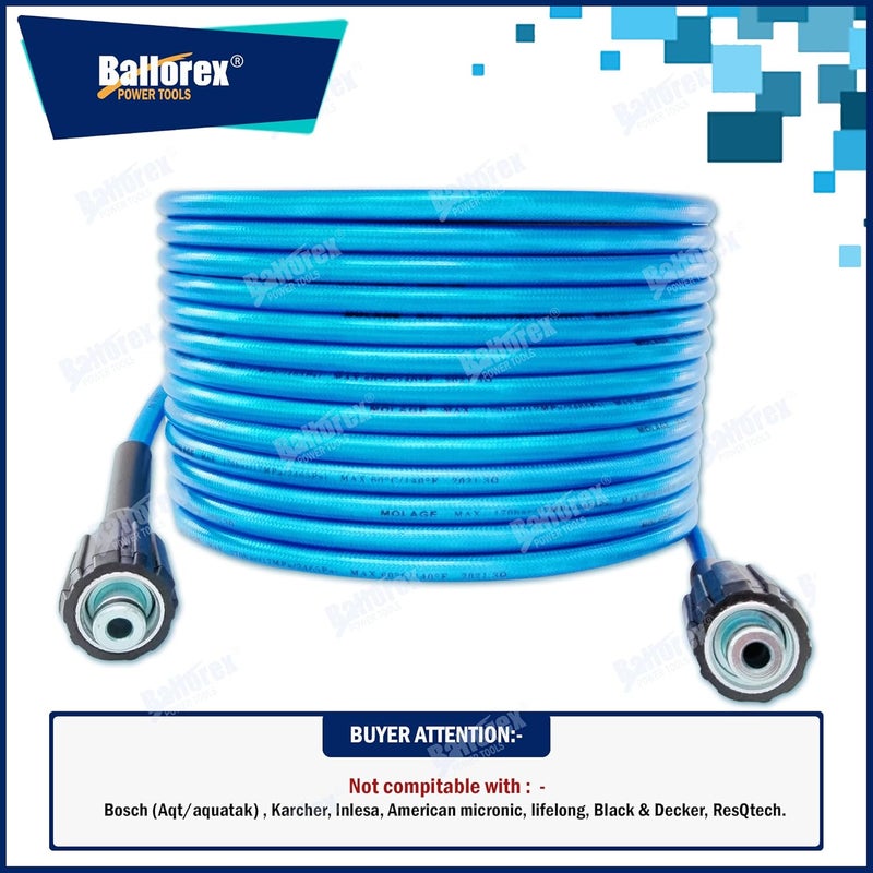BALLOREX 11 meter Car WasherPressure Washer Hose Pipe Size M22 Connector Compatible with JPT StarQ Ballorex Vantro Btali Gaocheng Cazar Blue - Image 5