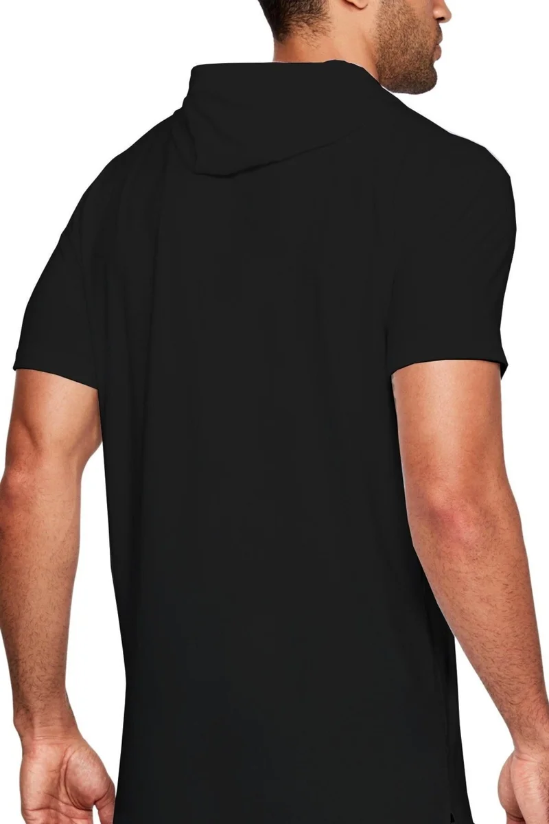 Rock&Roll Half Hero Black Hooded Short Sleeve Men's T-Shirt