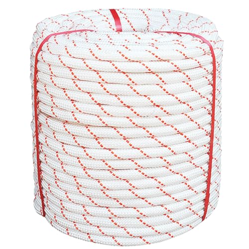White Tech 12mm Climbing Static Rope Nylon 32 KN Breaking High Strength Industrial Safety Rope, Hiking Climbing Fire Escape Rappelling Construction Height Ideal (12MM 50MTR) - Image 1