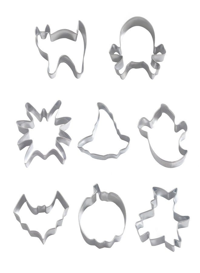 Quacc 8 PCS Halloween Cookie Cutter Set Stainless Steel Biscuit Cutters for Baking - Pumpkin, Bat, Spider, Skull, Witch, Ghost, Cat, Witch Hat Shape - Image 1