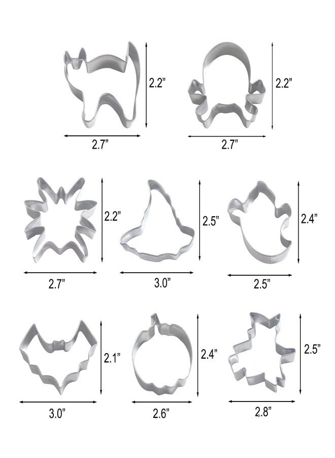 Quacc 8 PCS Halloween Cookie Cutter Set Stainless Steel Biscuit Cutters for Baking - Pumpkin, Bat, Spider, Skull, Witch, Ghost, Cat, Witch Hat Shape - Image 2