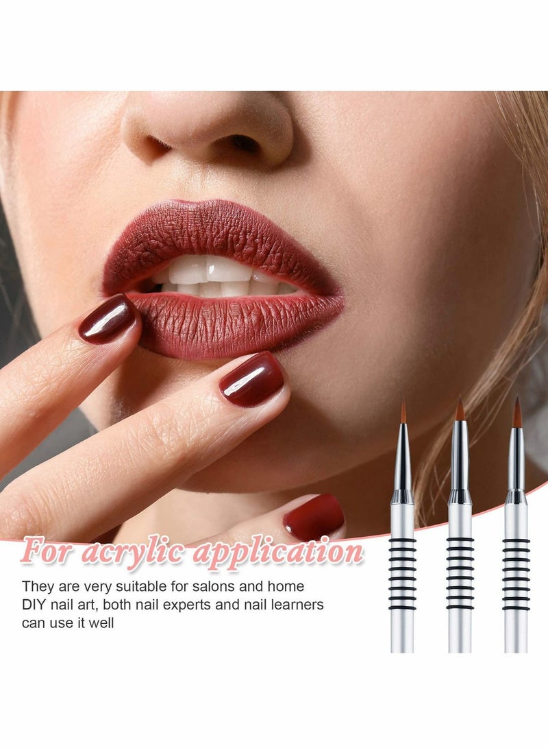 Y&D Nail Art Brush, Brush 3D Silver Metal with Non-slip Handle ring for Design Painting( 3Pcs, 2mm, 4mm, 5mm) - Image 3