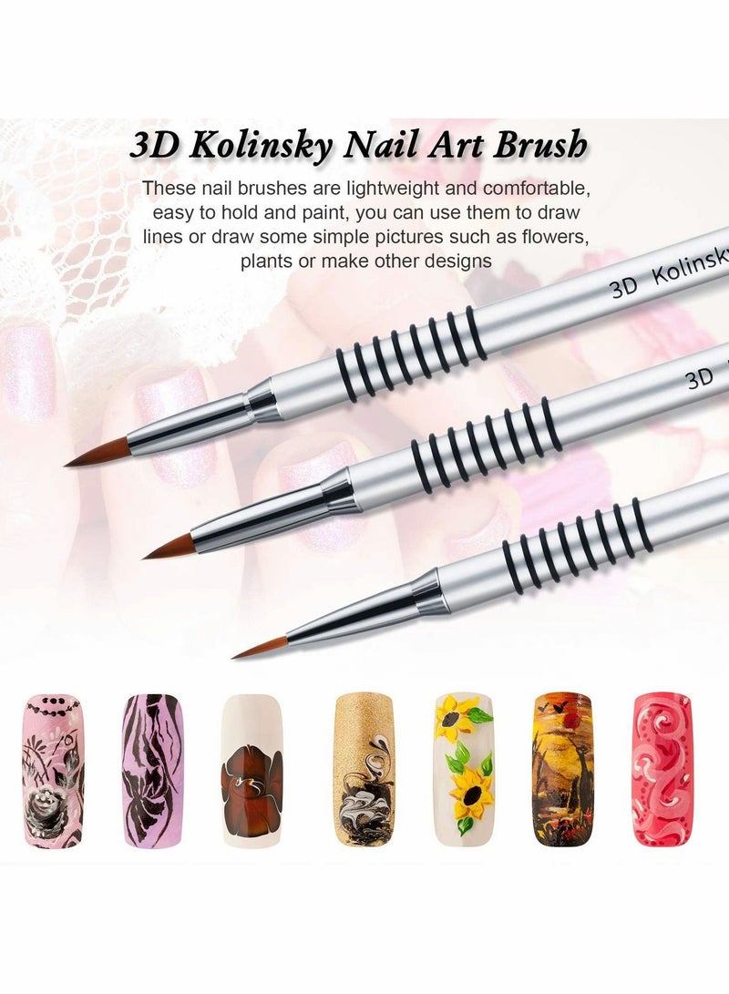Y&D Nail Art Brush, Brush 3D Silver Metal with Non-slip Handle ring for Design Painting( 3Pcs, 2mm, 4mm, 5mm) - Image 4