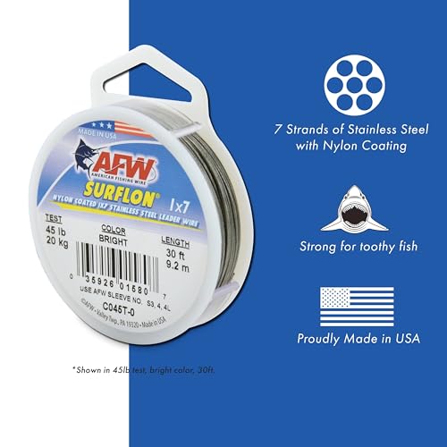 AFW American Fishing Wire Surflon, Nylon Coated 1x7 Stainless Steel Leader Wire, 60 lb Test, .032" Diameter, Camo, 30 ft - Image 2