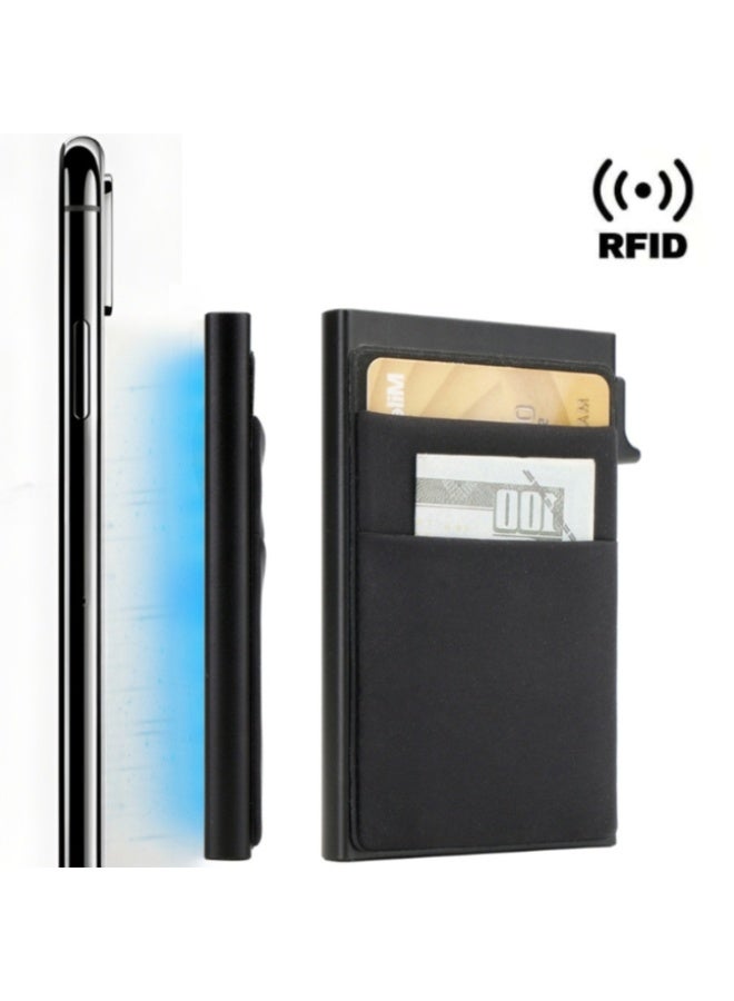 SafiDur Magnetic Aluminum Alloy Card Bag Automatically Pops Up Business Card Box, Anti-Theft Brush, Anti Demagnetization Rfid Card Holder, Metal Card Clip - Image 4