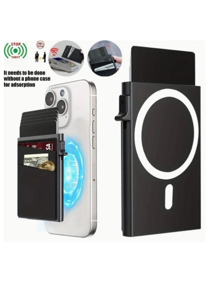SafiDur Magnetic Aluminum Alloy Card Bag Automatically Pops Up Business Card Box, Anti-Theft Brush, Anti Demagnetization Rfid Card Holder, Metal Card Clip - Image 1