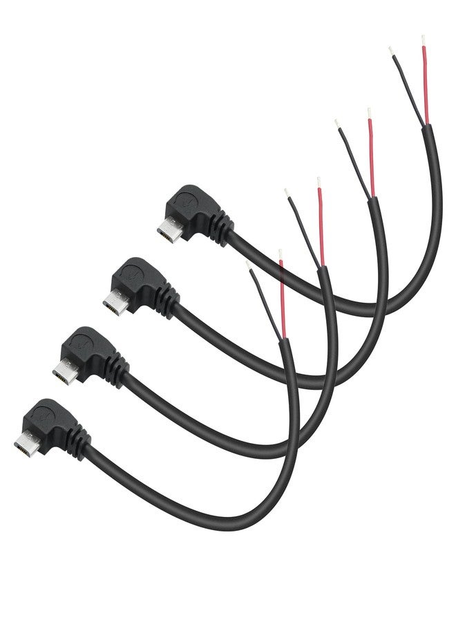 Maixbomr 4Pcs Right Angle Micro USB to 2 Pin Bare Wire Open End Cable 11inch, 90 Degree USB Male Plug Pigtail Power Wire 5V/3A, for Equipment Installed or Replacement Repair DIY - Image 1