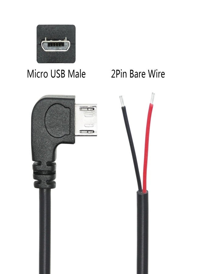 Maixbomr 4Pcs Right Angle Micro USB to 2 Pin Bare Wire Open End Cable 11inch, 90 Degree USB Male Plug Pigtail Power Wire 5V/3A, for Equipment Installed or Replacement Repair DIY - Image 4