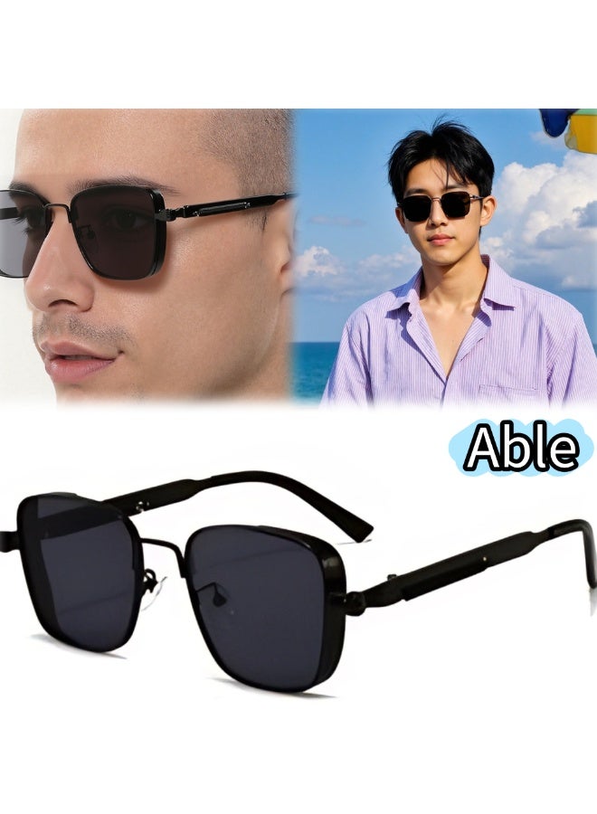 ABLE 【2025New Glasses】Unisex Polarized Metal Punk Retro Steam Sunglasses - UV400 UV Protection, High-Definition Anti-Glare, Black Frame - Suitable for Fishing/Shopping/Driving/Travel/Parties, Fashionable Facial Accessory - Image 1