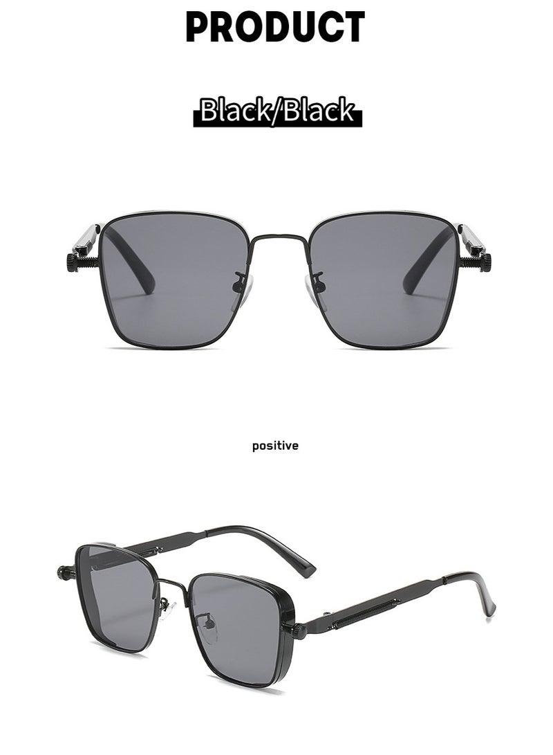 ABLE 【2025New Glasses】Unisex Polarized Metal Punk Retro Steam Sunglasses - UV400 UV Protection, High-Definition Anti-Glare, Black Frame - Suitable for Fishing/Shopping/Driving/Travel/Parties, Fashionable Facial Accessory - Image 3