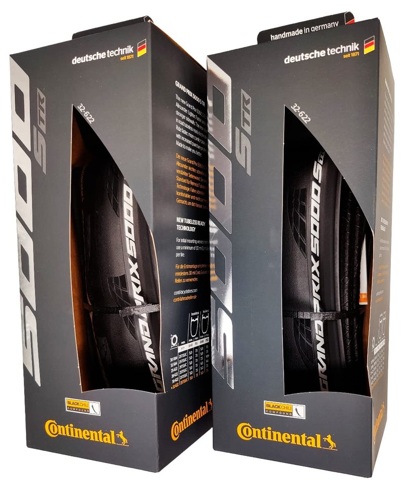 CONTINENTAL إطارات كونتيننتال غراند بري 5000 S TR 700x32 سوداء - جاهزة للاستخدام بدون أنبوب - عبوة من 2 إطارات - Image 1