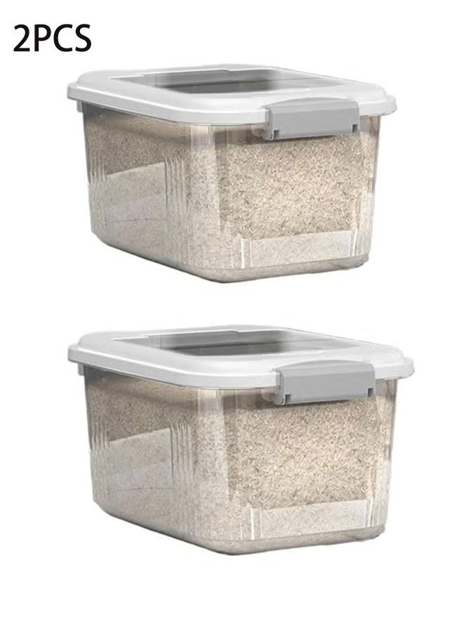 وانغبانغزي 2 قطعة - حاوية تخزين الأرز سعة 10 لتر، حاويات الأرز، حاويات تخزين الأرز المحكمة الإغلاق، حاويات أرز متعددة الوظائف مع أغطية، حاوية تخزين حبوب ذات سعة كبيرة، للأرز وفول الصويا وما إلى ذلك. - Image 1