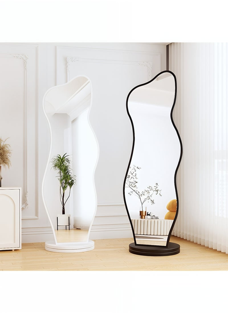 Taimi Irregular Full Length Mirror, Swivel Floor Mirror with Cosmetic and Accessories Organizer and Coat Hanger for Bedroom, Living Room and Dressing Room - 166x40cm  - Image 2