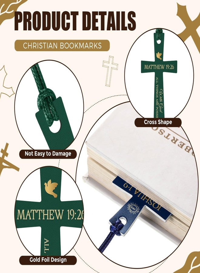 Skyygemm 10 Pcs Christian Bookmarks Christmas Christian Gifts for Women Leather Bible Bookmarks Religious Cross Book Marks for Book Lover Xmas Church Bible Study Group(Boho) - Image 3