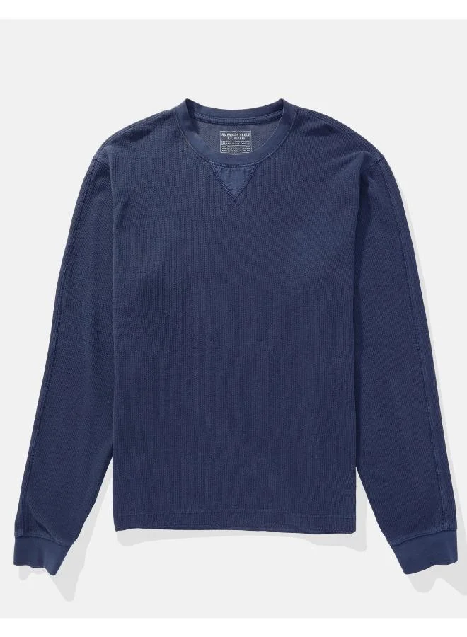 American Eagle AE Long-Sleeve Washed Crew Neck Thermal T-Shirt