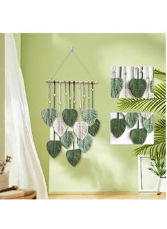 KASTWAVE Macrame Wall Hanging Decor,Chic Feather Boho Wall Decor,Handmade Yarn Woven Wall Art Decoration for Bedroom Nursery Home (Army Green, 40cm*90cm)  - Image 3