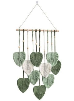 KASTWAVE Macrame Wall Hanging Decor,Chic Feather Boho Wall Decor,Handmade Yarn Woven Wall Art Decoration for Bedroom Nursery Home (Army Green, 40cm*90cm)  - Image 1