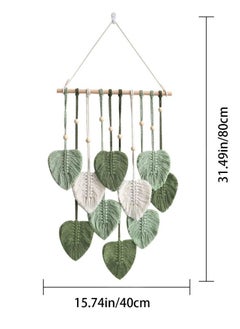 KASTWAVE Macrame Wall Hanging Decor,Chic Feather Boho Wall Decor,Handmade Yarn Woven Wall Art Decoration for Bedroom Nursery Home (Army Green, 40cm*90cm)  - Image 2