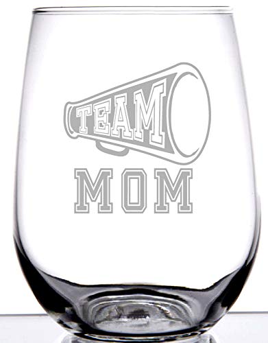 IE Laserware TEAM MOM WINE GLASS STEMLESS | Fun gift for TEAM MOMS | Cute graphic laser engraved etched | Great for Baseball, Soccer, Football, Basketball, Tennis or any other sports Mothers - Image 5